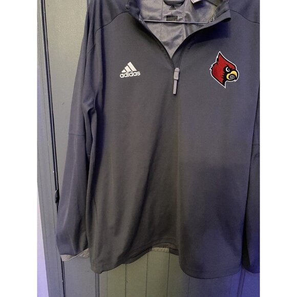 Adidas Baseball Louisville Cardinals Gray 1/4 Zip Pullover NCAA Jacket Men’s L - Picture 2 of 12